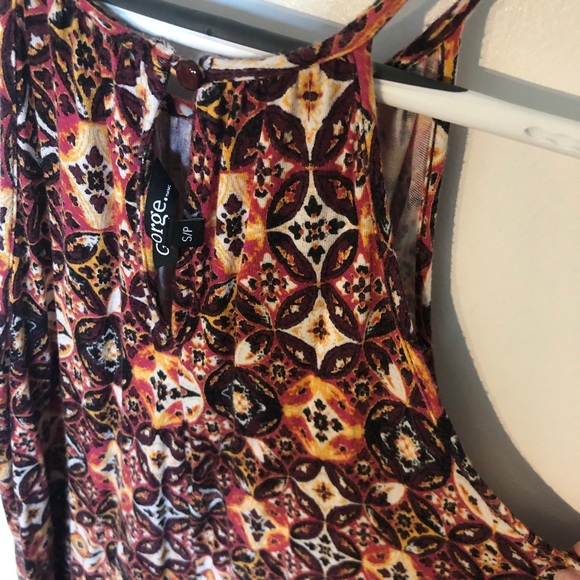 Red & orange patterned flowy tank top - Picture 2 of 5